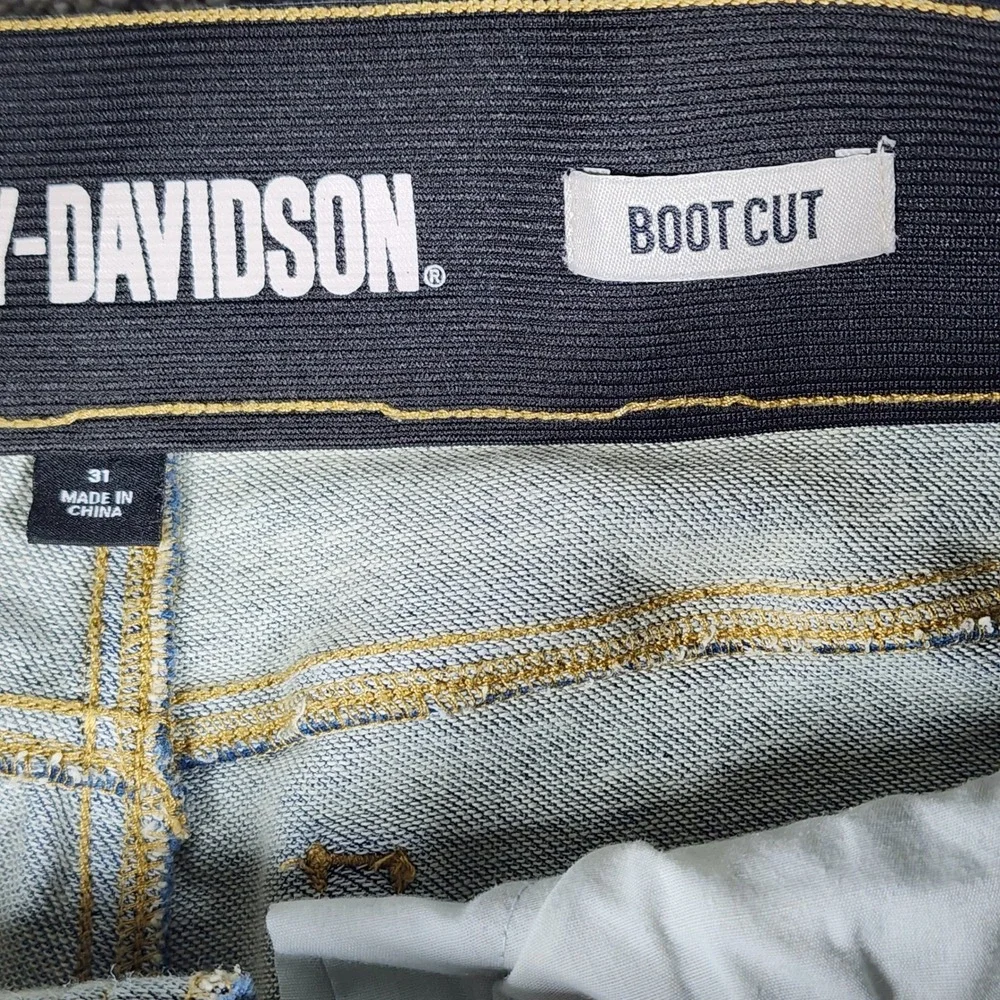 Harley Davidson Boot Cut Jeans Womens 31 Blue Pull On Stretch Denim - Never Worn